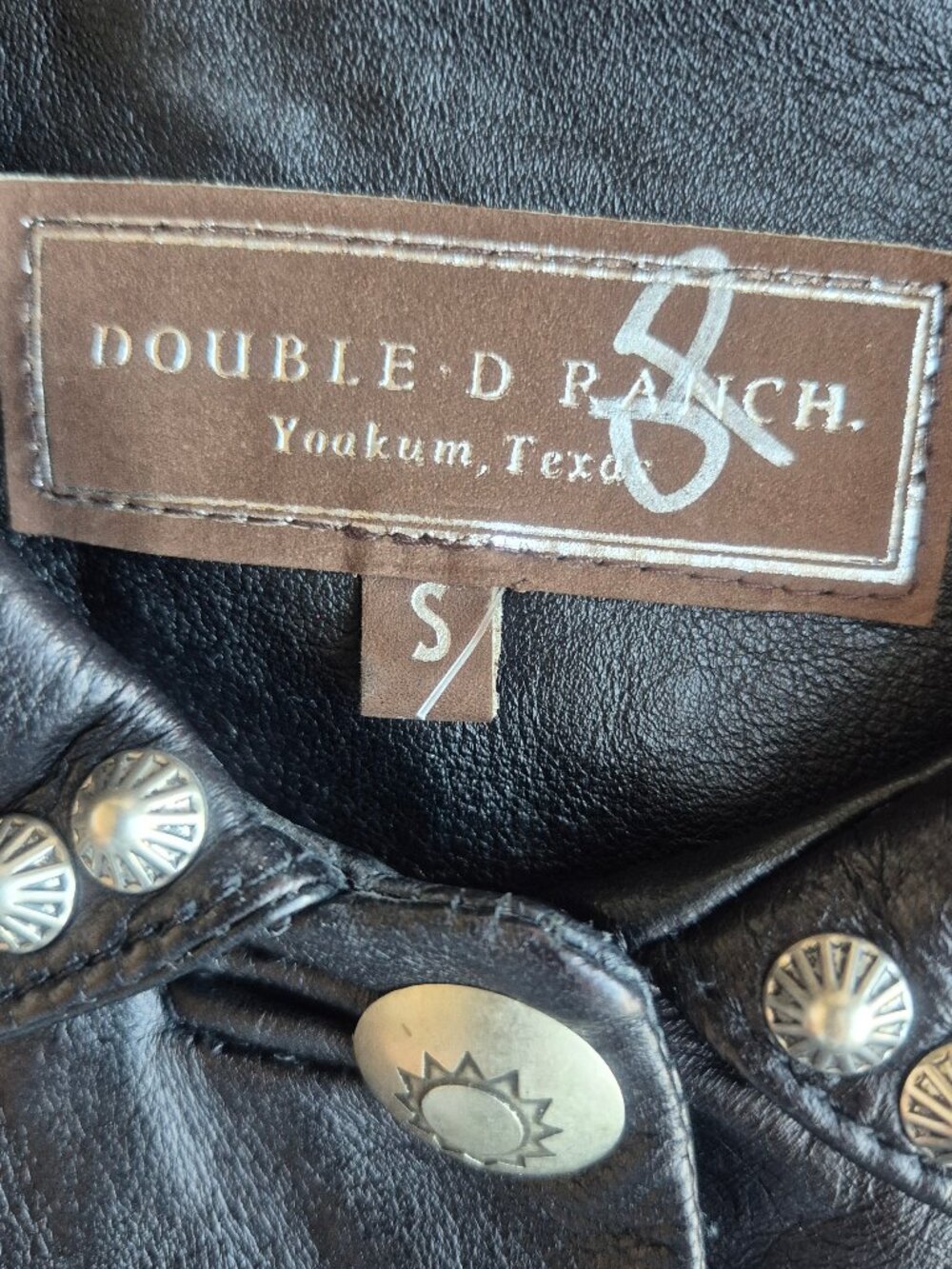 Double D Rance 100% Leather Studded Western Vest Silver Button Black - Picture 11 of 16